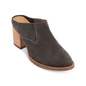 AQUA COLLEGE Womens Gray Nan Block Heel Slip On Leather Heeled Mules Shoes 9.5 M